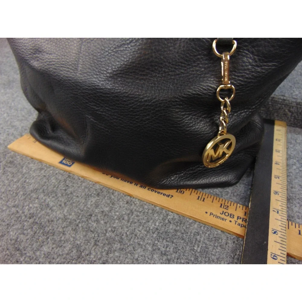 Michael Kors Black Pebbled Leather Chain Strap‎ Tote Shoulder Bag Designer Purse